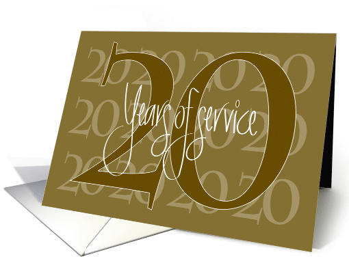 Hand Lettered Business Employee Anniversary 20 Years of Service card