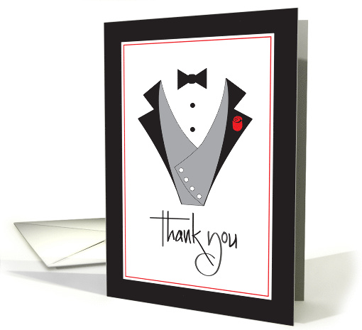 Thank you for Being an Usher in My Wedding with Tuxedo and Rose card