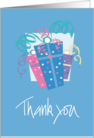 Hand Lettered Thank you for Gift, Trio of Polka Dot Wrapped Gifts card