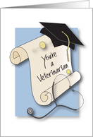 Graduation Congratulations for Veterinarian, Diploma and Stethoscope card