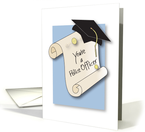Hand Lettered Graduation Congratulations Police Officer, Diploma card