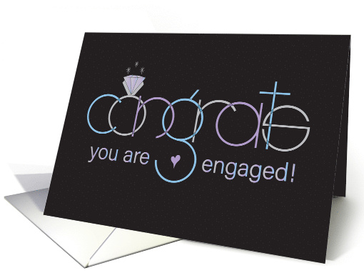 Hand Lettered Engagement Congratulations Congrats with Diamond card