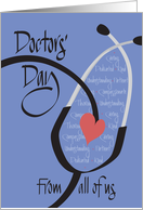 Hand Lettered Doctors’ Day 2024 From All of Us Stethoscope and Heart card