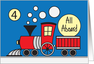 Invitation for Boy’s 4th Birthday Party with Red Train and Engine card