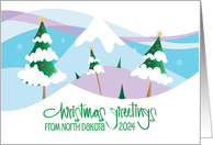 North Dakota Christmas Greetings 2024 with Snowy Mountain and Trees card