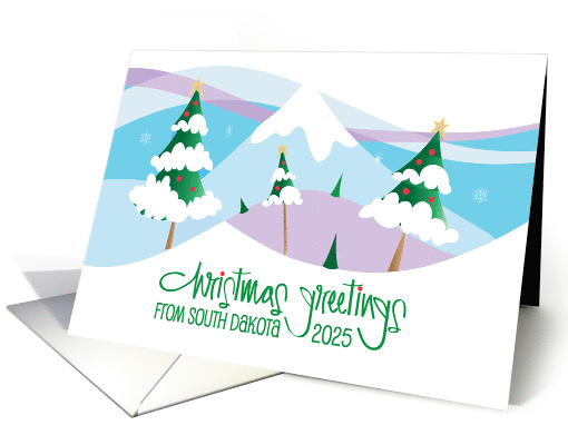 South Dakota Christmas Greetings 2025 Snowy Mountains and Trees card