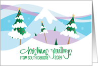 South Dakota Christmas Greetings 2024 Snowy Mountains and Trees card