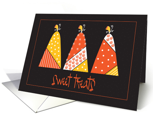 Halloween Decorated Candy Corn Sweet Treats Mounded Pumpkins card