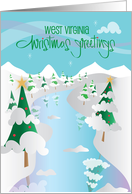 West Virginia Christmas Greetings, Decorated Tree-Filled River card