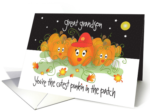 Halloween for Great Grandson, Cutest Punkin with Baseball Cap card