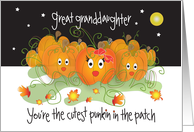 Halloween for Great Granddaughter, Cutest Punkin card
