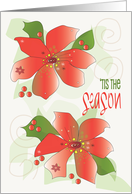 Hand Lettered Christmas from Canada Tis the Season Red Poinsettias card