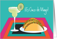 Es Cinco de Mayo en Español con Margarita y Taco card