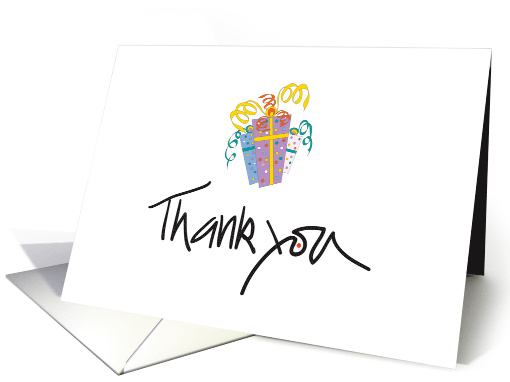 Hand Lettered Thank you for Gift, with colorful gifts &... (1081768)