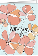 Hand Lettered Thank you with Bright Orange Melon Stylized Flowers card