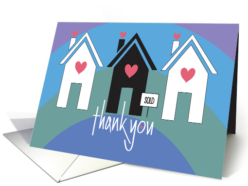 Thank you to Realtor for Selling House Trio of Homes with Hearts card