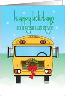 Hand Lettered Christmas for Bus Driver School Bus with Wreath and Snow card