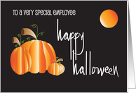 Hand Lettered Business Halloween for Employee Pumpkins and Full Moon card