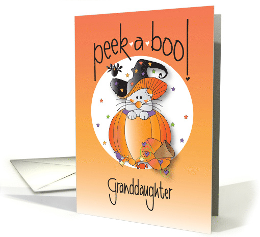Hand Lettered Halloween Granddaughter, Peek a Boo Mouse card (1089728)
