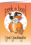 Halloween Peek-a-Boo for Great Granddaughter, Mouse in Witch’s Hat card