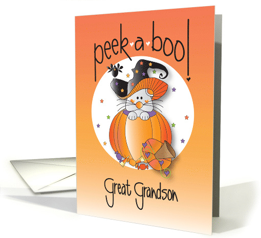 Halloween Peek-a-Boo for Great Grandson, Mouse in Witch's Hat card