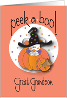 Halloween Peek-a-Boo for Great Grandson, Mouse in Witch’s Hat card