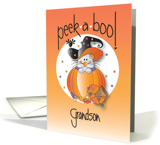 Halloween for Grandson, Peek-a-Boo Mouse in Witch's Hat card (1089734)