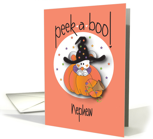 Halloween Peek-a-Boo for Nephew, Mouse in Witch's Hat card (1089736)