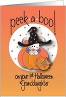 First Halloween Peek-a-Boo for Granddaughter Mouse in Witch’s Hat card