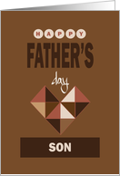 Hand Lettered Father’s Day for Son, with brown cubic heart card