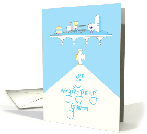 Congratulations Grandson for Christening, Cross, Bible & Toys card