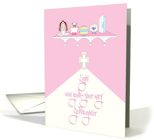 Congratulations for Goddaughter for Christening, Cross and Bible card