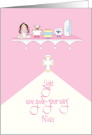 Congratulations for Niece for Christening, Cross, Bible and Toys card