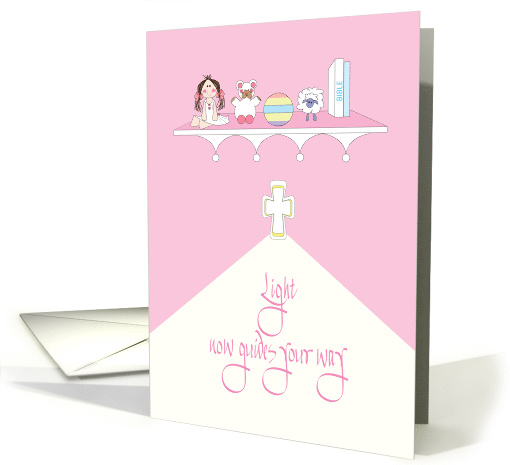 Congratulations for Girl for Baptism, with Cross, Bible and Toys card