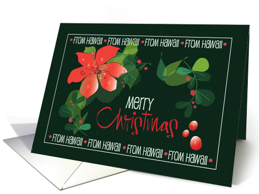 Hand Lettered Merry Christmas from Hawaii Poinsettia with... (1093548)