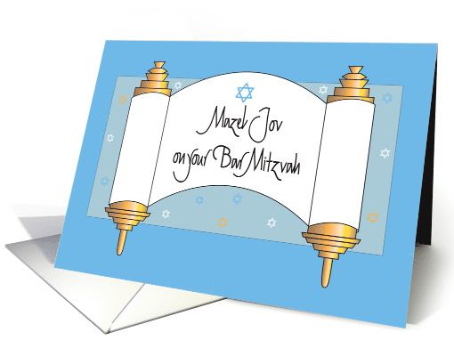 Bar Mitzvah Congratulations, Mazel Tov with Torah card (1094454)