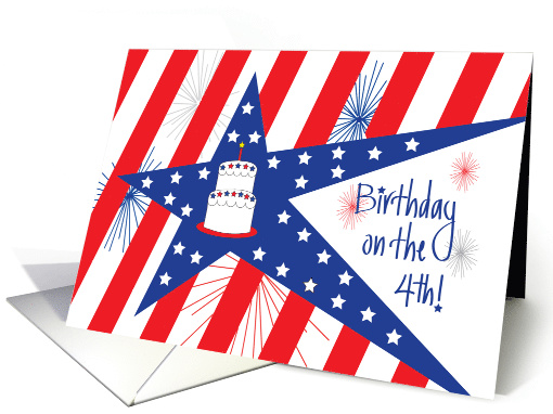 Birthday on 4th of July, Fireworks, Stars, Stripes & Hand... (1095344)