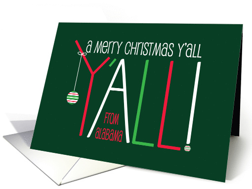 Hand Lettered Christmas from Alabama, Y'ALL Letters & Ornament card