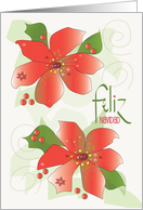Hand Lettered Christmas from Mxico Feliz Navidad Red Poinsettias card