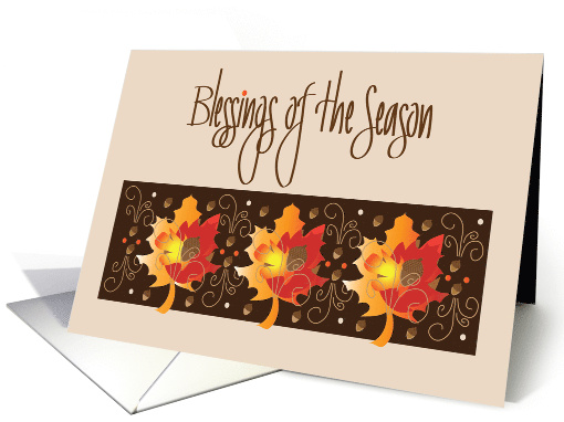 Canadian Thanksgiving, Trio of Autumn Leaves & Red Maple Leaves card