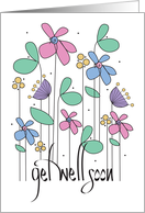 Hand Lettered Get Well Soon with Long Stem Colorful Flowers card