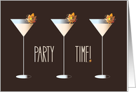 Canadian Thanksgiving Party Invitation with Autumn Leaves in Glasses card