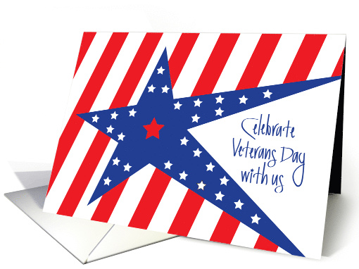 Veterans Day Party Invitation with Patriotic Blue Stars... (1106538)