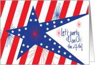 Invitation for July 4th Party Celebration Stars Stripes and Fireworks card