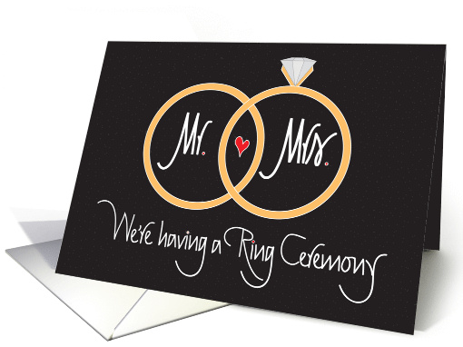 Ring Ceremony Invitation with Overlapping Wedding Rings and Heart card
