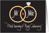Ring Ceremony Invitation, Overlapping Wedding Rings and Heart card