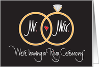 Ring Ceremony Invitation with Overlapping Wedding Rings and Heart card