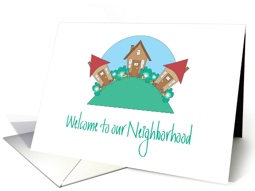 Welcome to our Neighborhood, Trio of Cute Cottages on Hillside card
