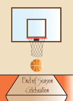 Basketball End of Season Team Party Invitation with Basketball