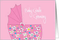 Invitation for Baby Girl Cradle Ceremony with Pink Basinette card
